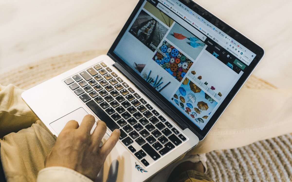 Designer building a website on a computer