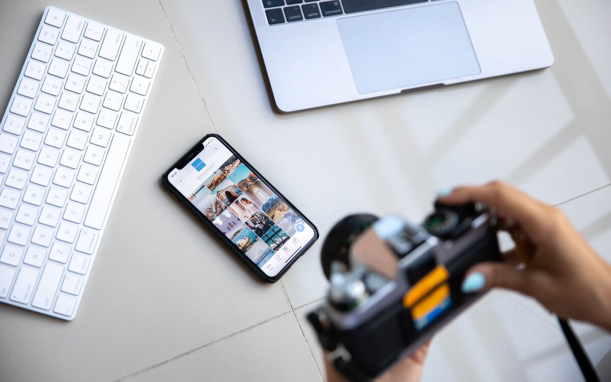 Content creator photographing products with a phone