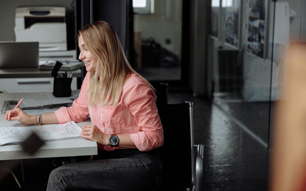 Smiling entrepreneur at work